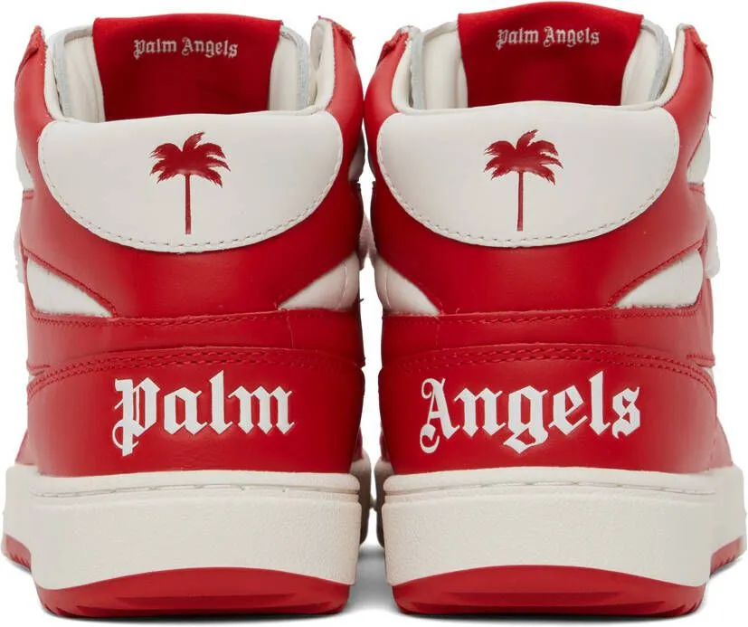 Palm Angels Red & White University Mid Sneakers