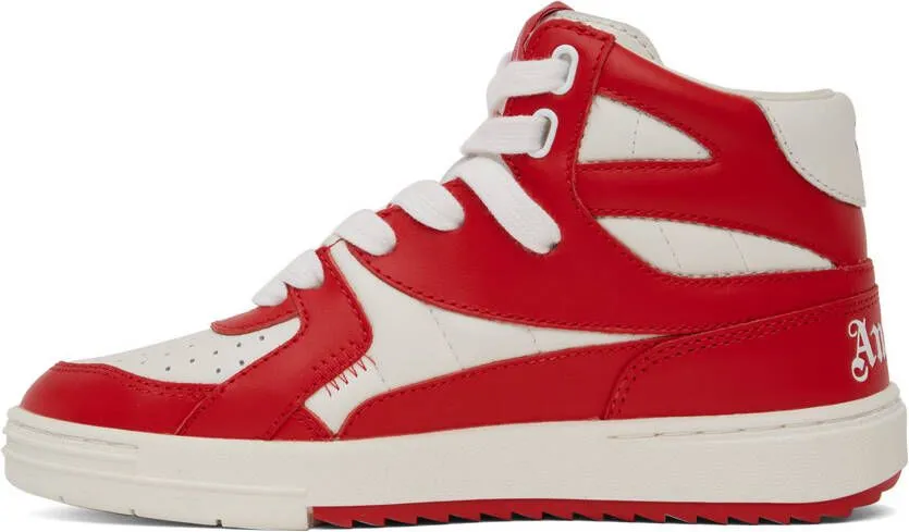 Palm Angels Red & White University Mid Sneakers