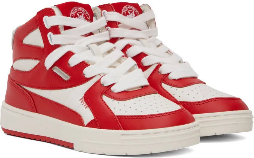 Palm Angels Red & White University Mid Sneakers