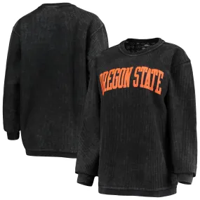 Pressbox Oregon State Beavers Women's Black Comfy Cord Vintage Wash Basic Arch Pullover Sweatshirt