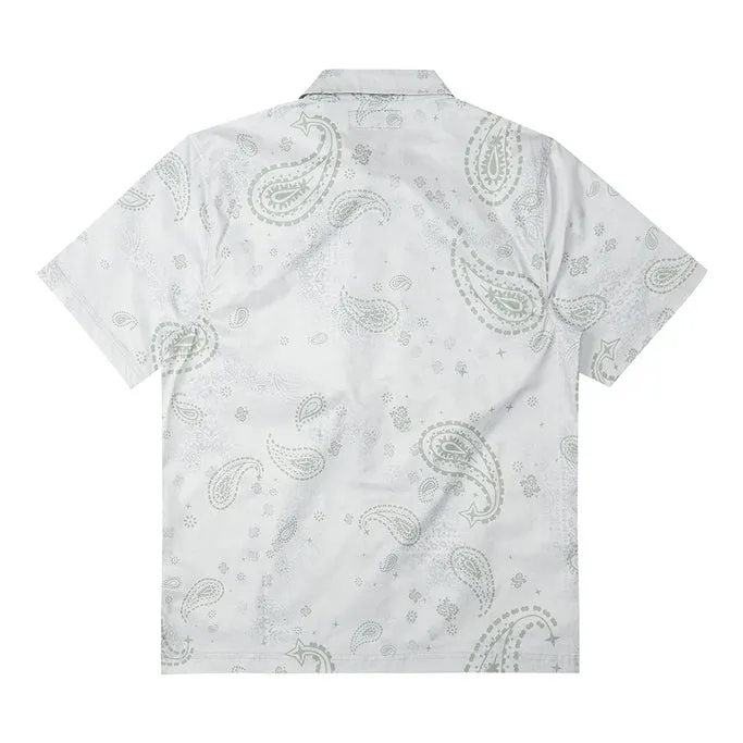 Printed Short Sleeve Woven Windbreaker Shirt - Sage