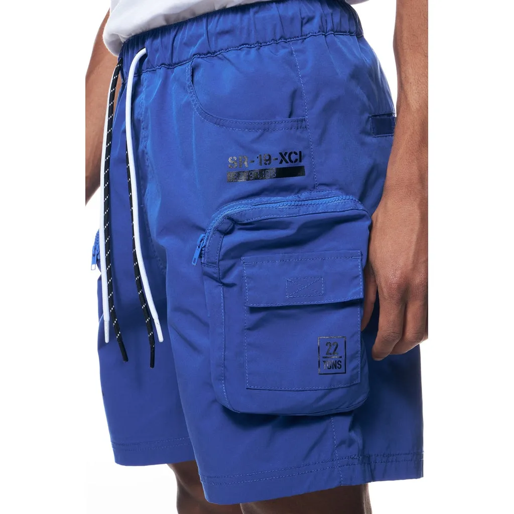 Printed Utility Lounge Windbreaker Shorts - Royal