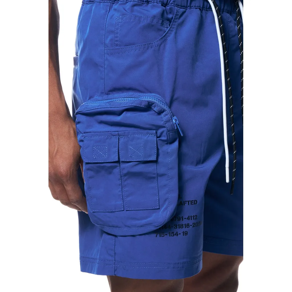 Printed Utility Lounge Windbreaker Shorts - Royal