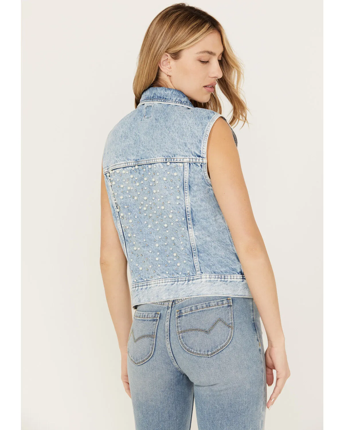 Product Name:  Lee Women's Light Wash Acid Wash Denim Pearl Vest