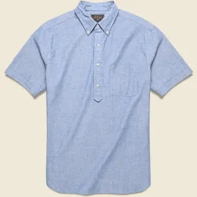 Pullover Short Sleeve Chambray Shirt - Blue