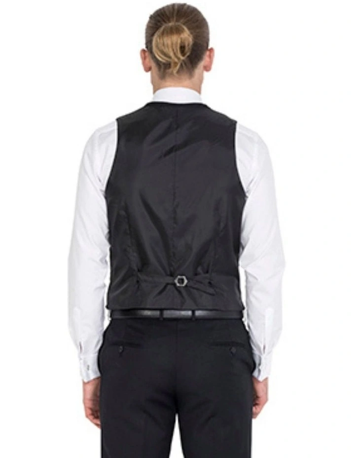 Pure Wool Tailored Fit Lounge Vest in Black