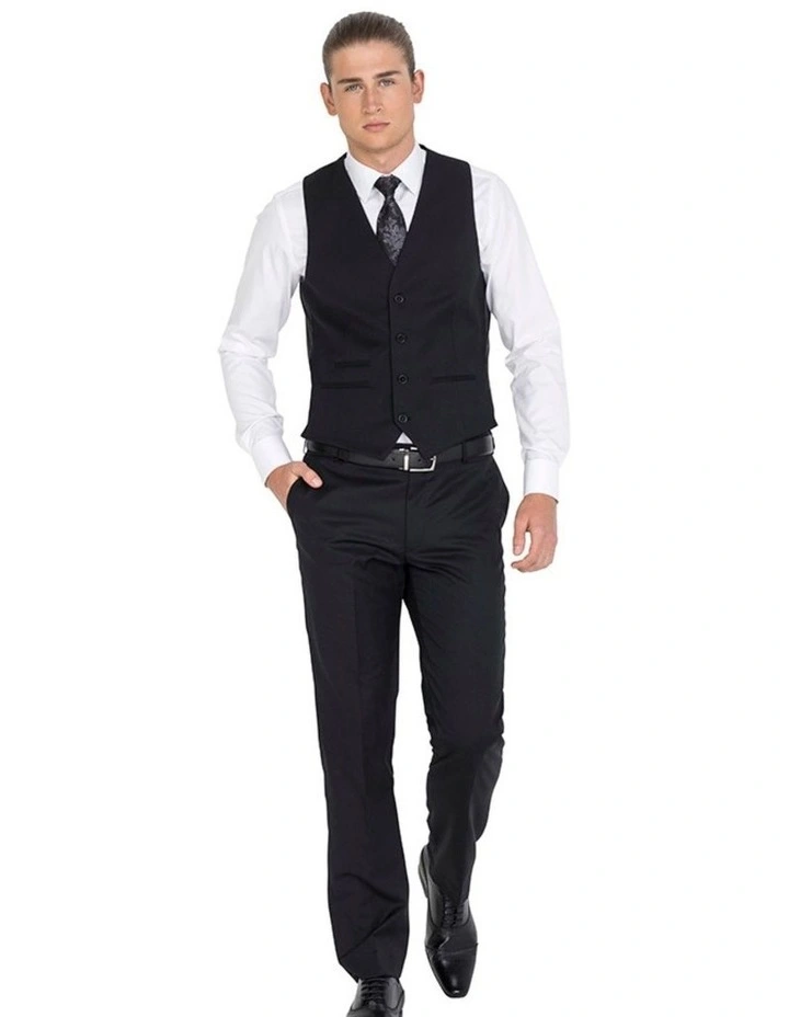 Pure Wool Tailored Fit Lounge Vest in Black