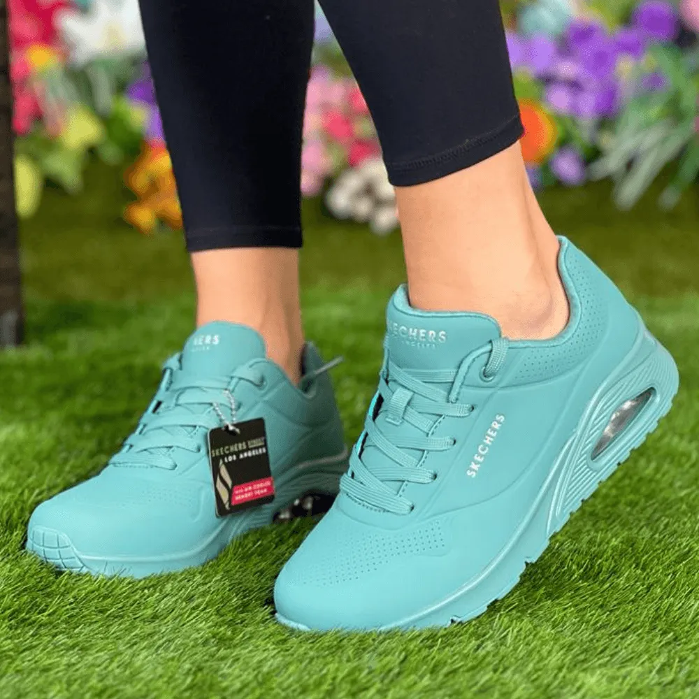 Skechers Uno Stand on Air Bubble Trainers in Teal