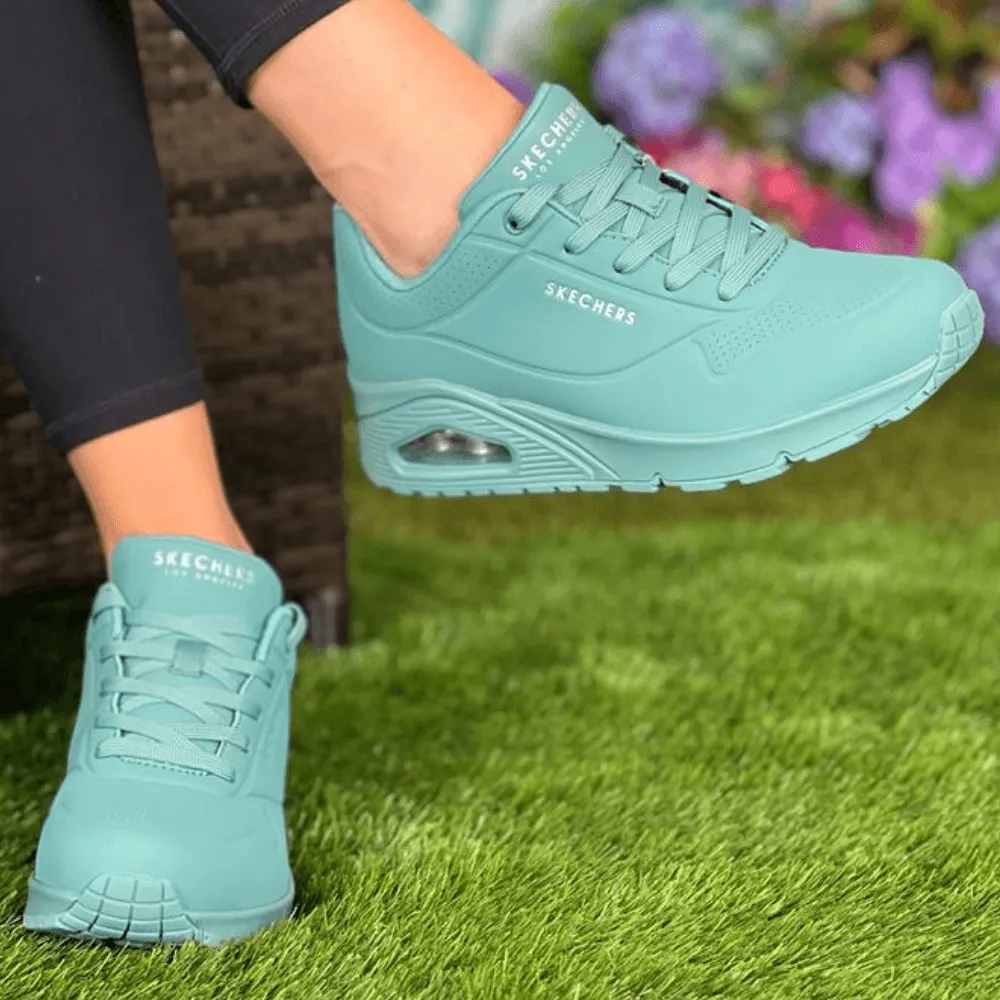 Skechers Uno Stand on Air Bubble Trainers in Teal