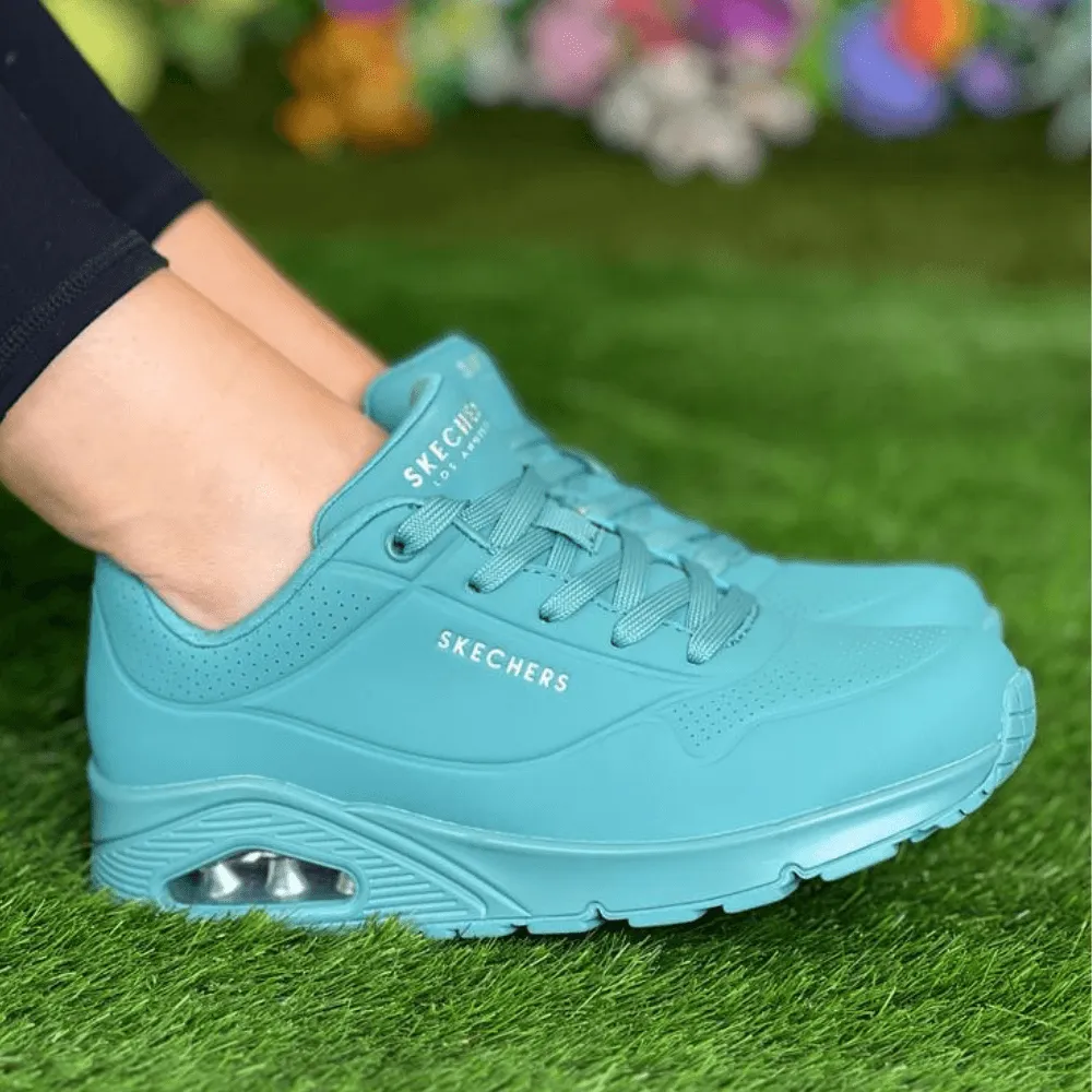 Skechers Uno Stand on Air Bubble Trainers in Teal