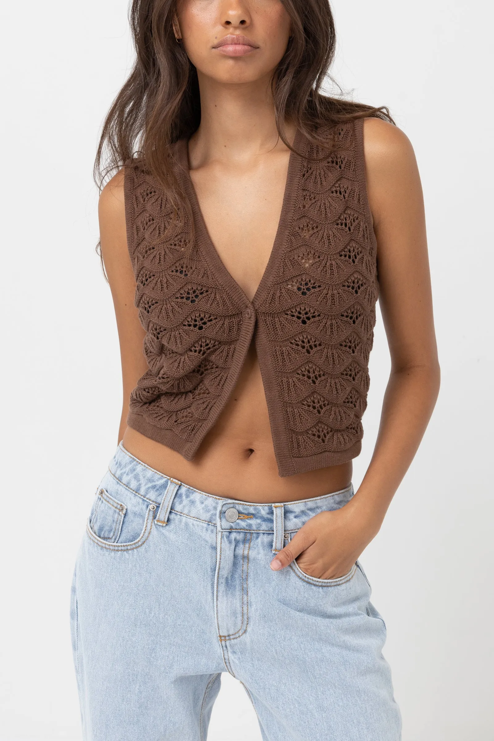 Sunny Knit Vest Chocolate