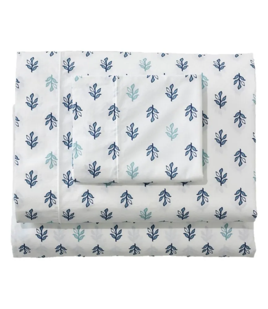 Sunwashed Percale Sheet Collection, Leaf Print