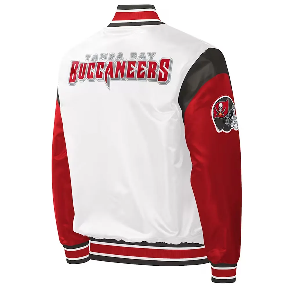 Tampa Bay Buccaneers Throwback Warm Up Pitch White Satin Jacket