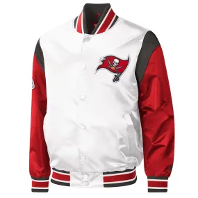 Tampa Bay Buccaneers Throwback Warm Up Pitch White Satin Jacket