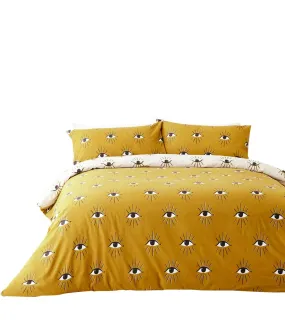 Theia eye duvet cover set ochre yellow Furn