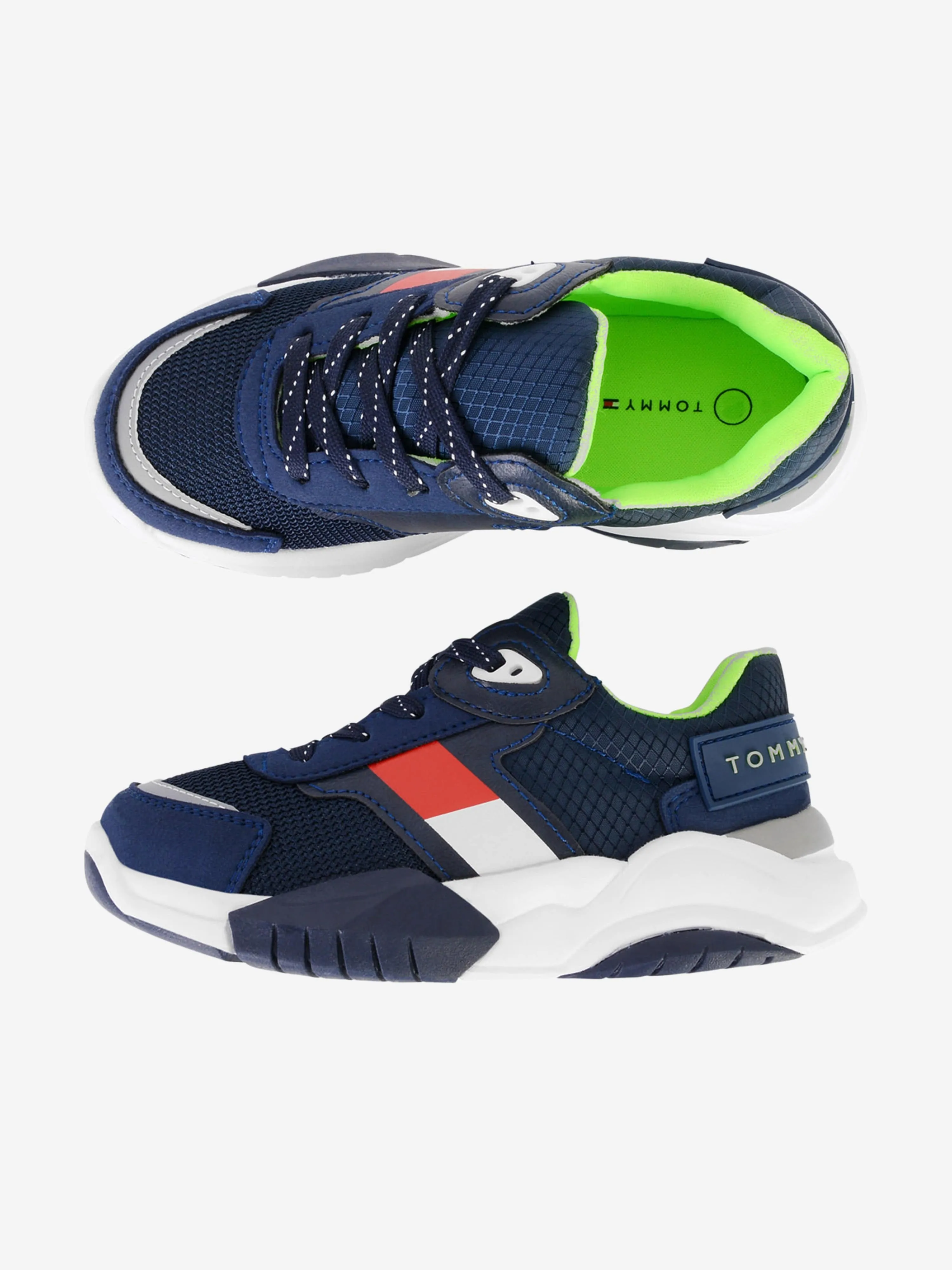 Tommy Hilfiger Boys Trainers - & Neon Green Logo Trainers