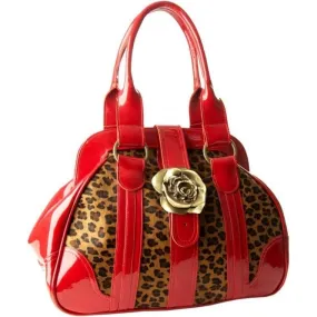 Womens Luxury Leopard Print Pony Skin Leather Tote Handbag